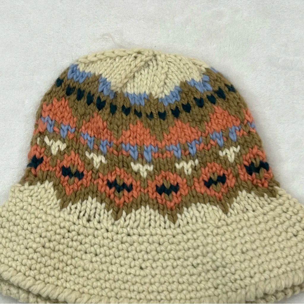 Crochet Knitted Casual Fisherman Jacquard Beige Outdoor Bucket Hat Cap Women’s - Image 2