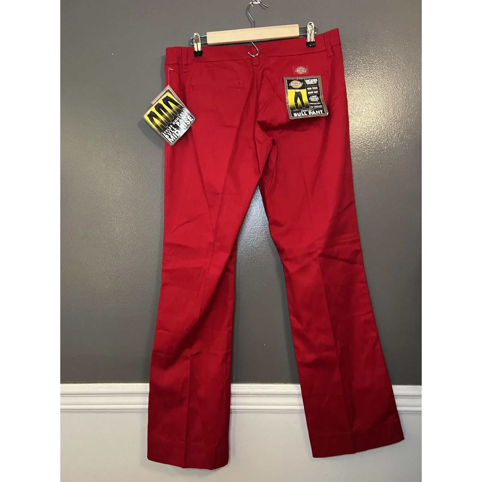 Dickies Girl Pants Womens 13 Red Bull Pant Mid Rise Boot Cut 33 Inseam NHH1011 - Image 4