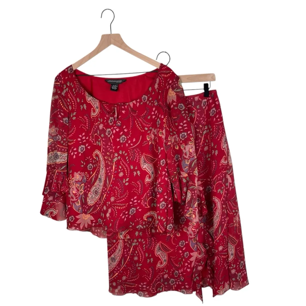 Vintage Jonathan Martin Studio Y2K Skirt & Blouse Set Size 12 Fairycore Boho Red - Image 17