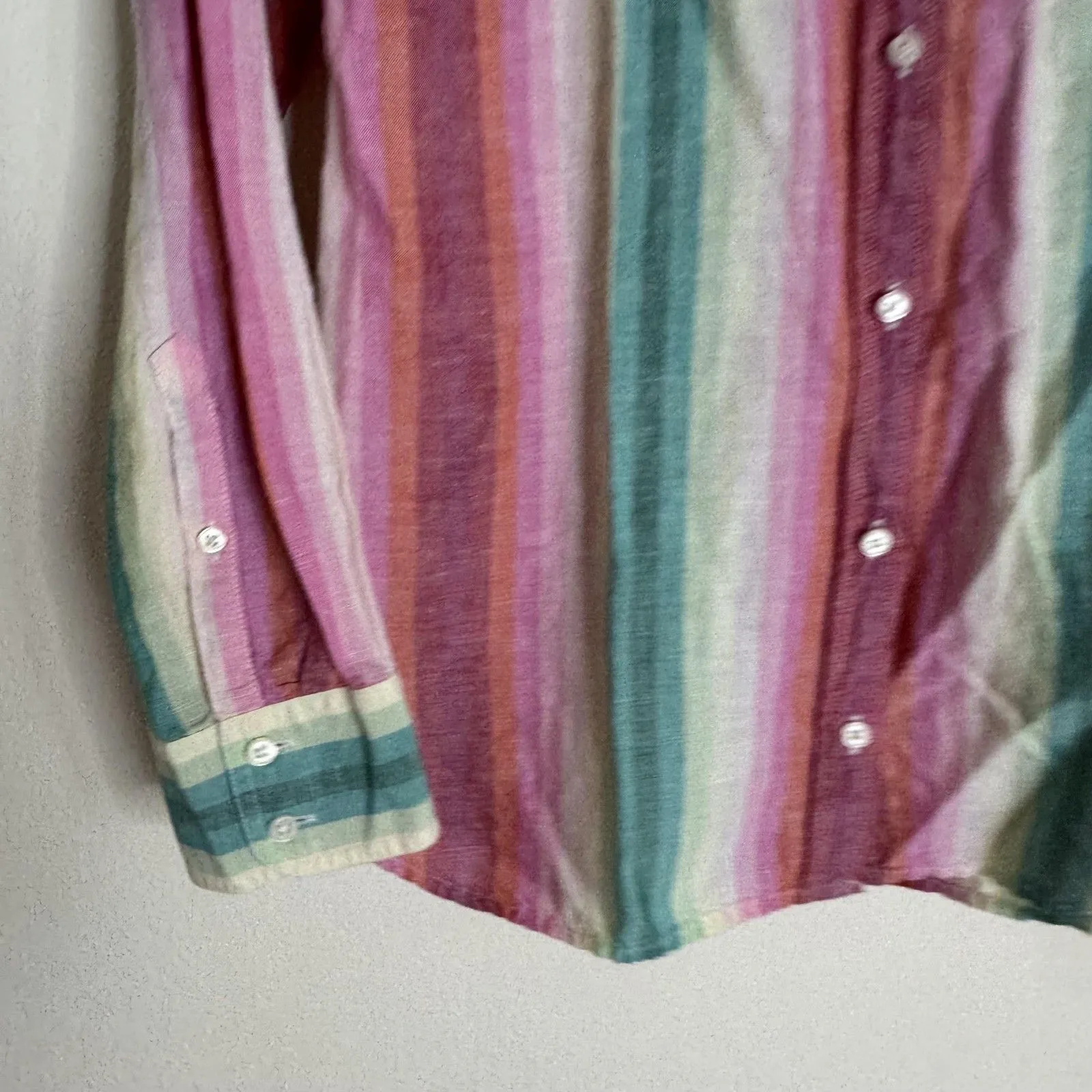 J. Crew Shirt Womens 2 Multicolor Striped Linen Cotton Button Up Long Sleeve Top - Image 3