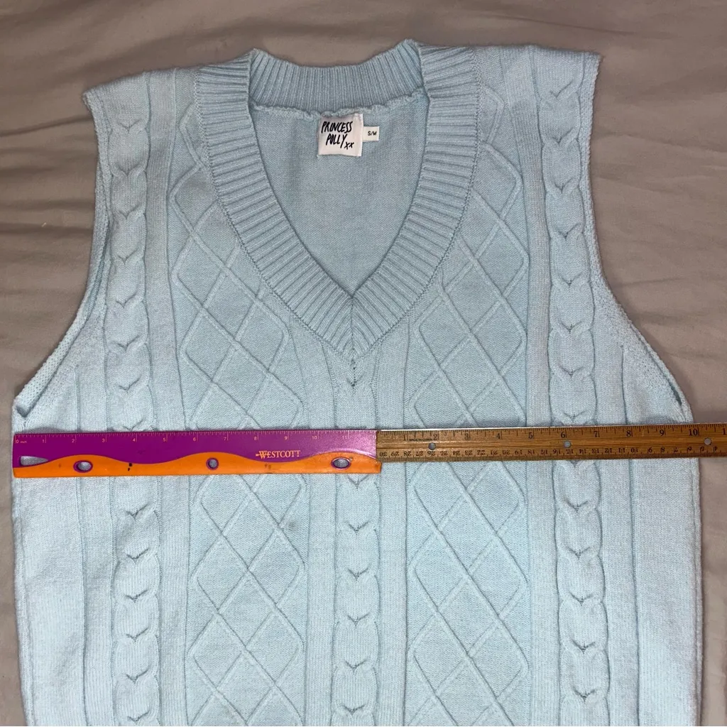 Princess Polly S/M Light Blue Boxy/Oversized Sweater Vest - Image 5