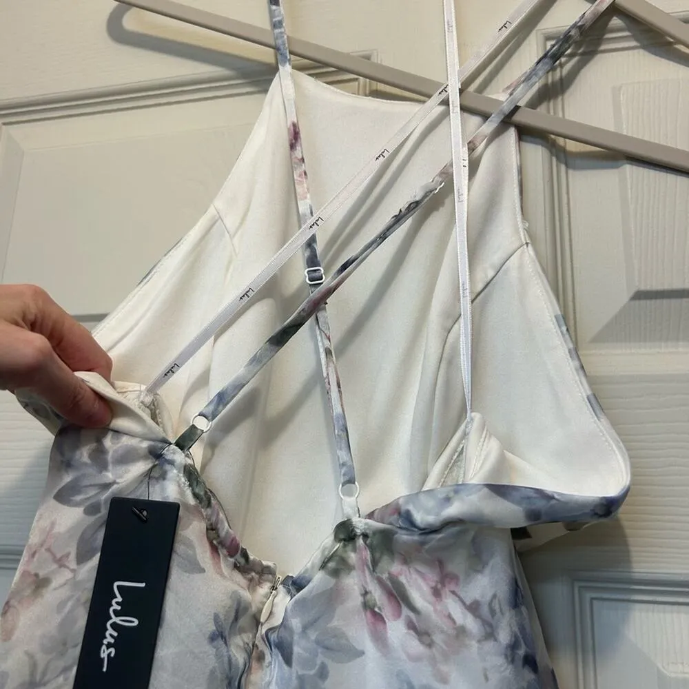 Lulu’s Truly For You Ivory Floral Print Backless Maxi Dress Formal Size Medium - Image 5