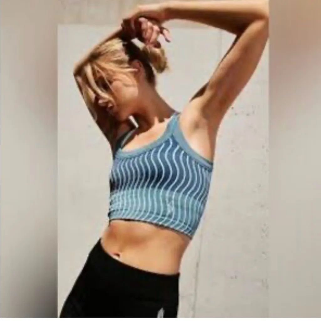Free people movement we go up jacquard top Blue Striped Women's Crop Top - Image 2
