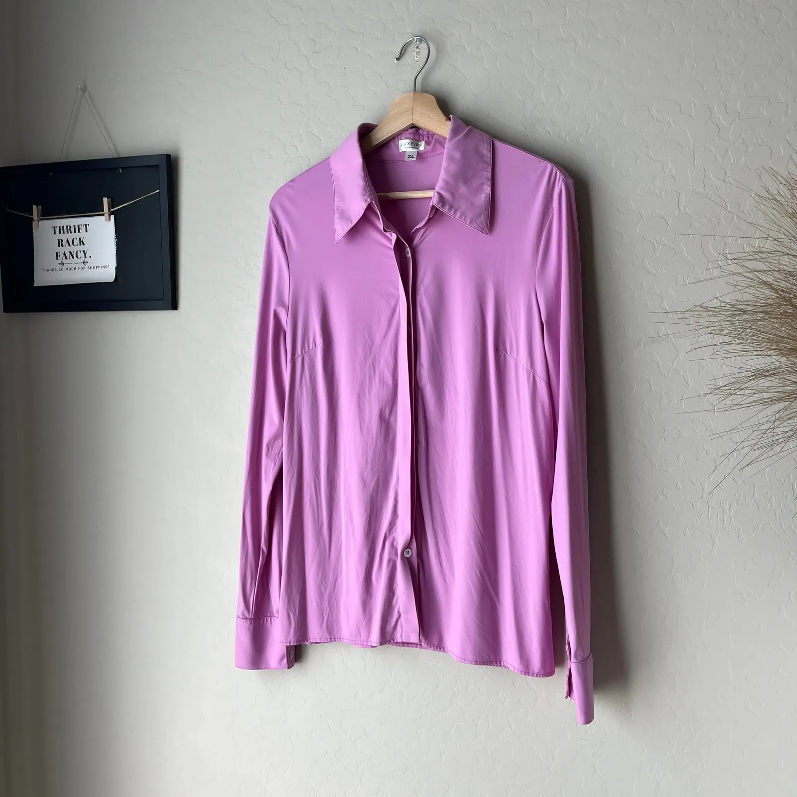 Luxeire Light Purple Classic Long‎ Sleeve Button Up Shirt Women’s Size XL - Image 2