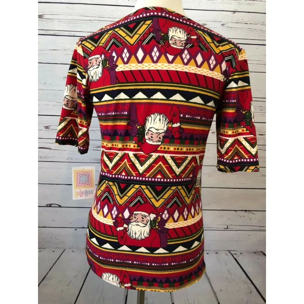 Santa‎ Claus Ugly Christmas Shirt NWT Womens size Small Blouse Lularoe Gigi AOP - Image 3