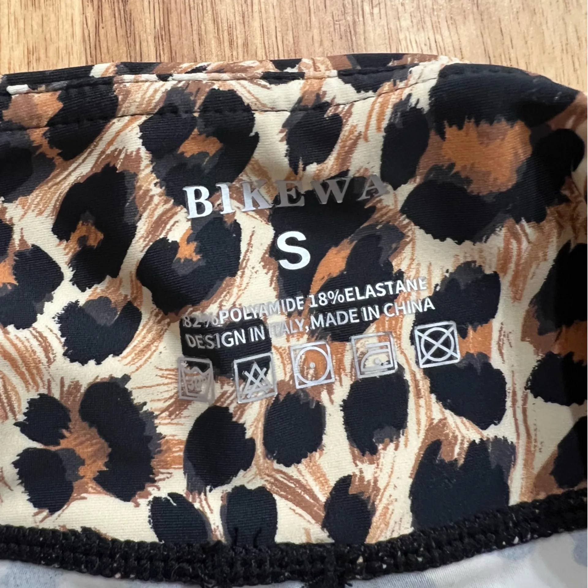 BIKEWA Leopard Print Padded Cycling Shorts Women’s Size S Brown - Image 6