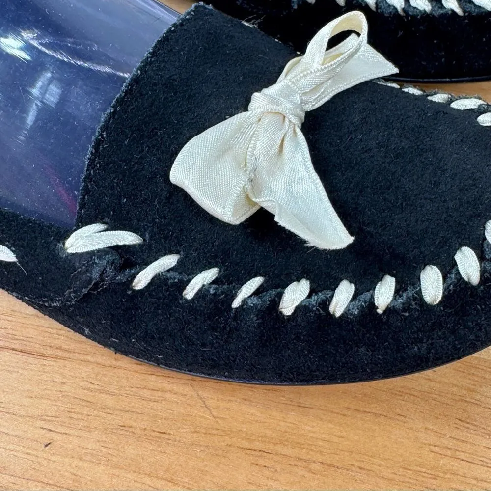 Banana Republic Suede Moccasin Shoes Cream Bow Black 7 Flats - Image 8