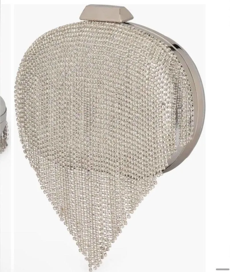 Olga Berg Bria Crystal Fringe Clutch - Image 2