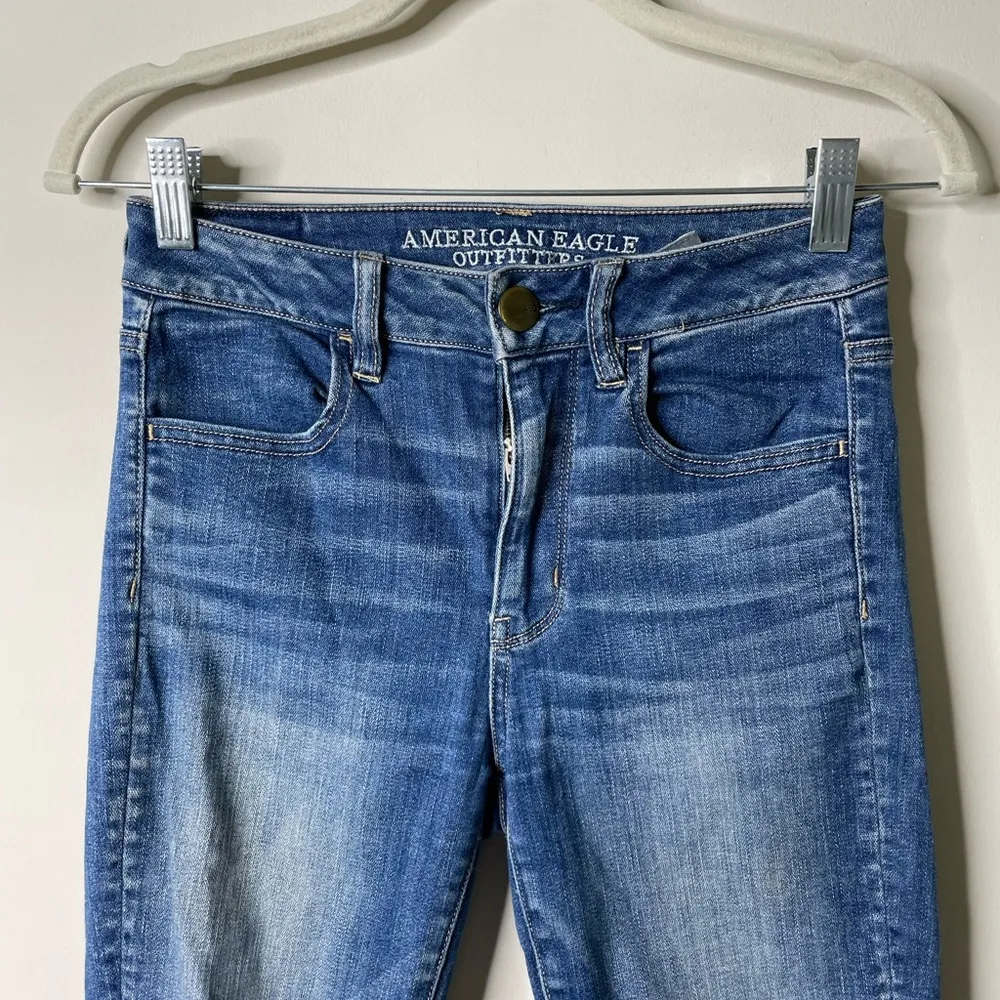 American Eagle Blue Super Stretch Hi-Rise Jegging Size 2 Short - Image 2