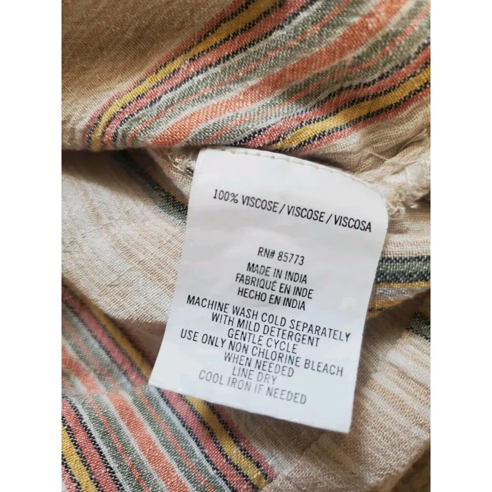 O'neill Blouse Women Small Crop Top Criss Cross Striped Long Sleeve Boho Beach - Image 5