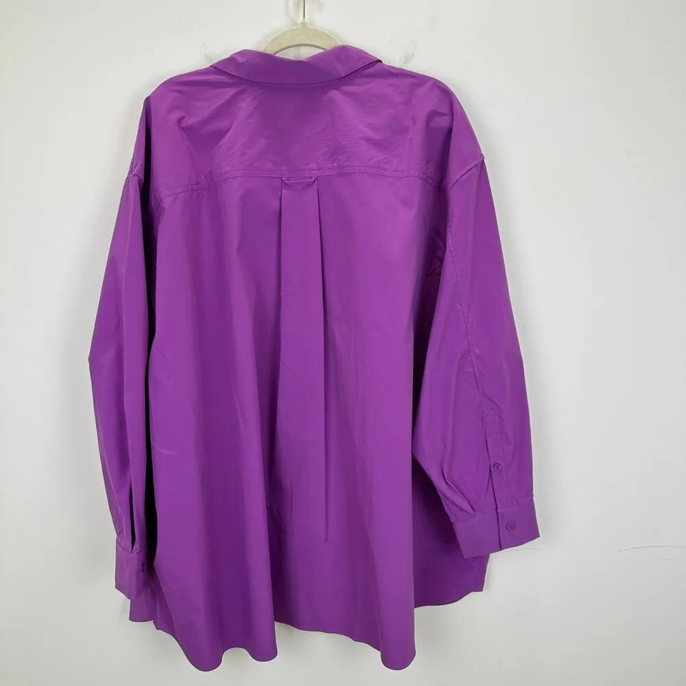 Athleta Oversized Poplin Top Button Up Shirt Relaxed Athleisure Purple 3X NWT - Image 15