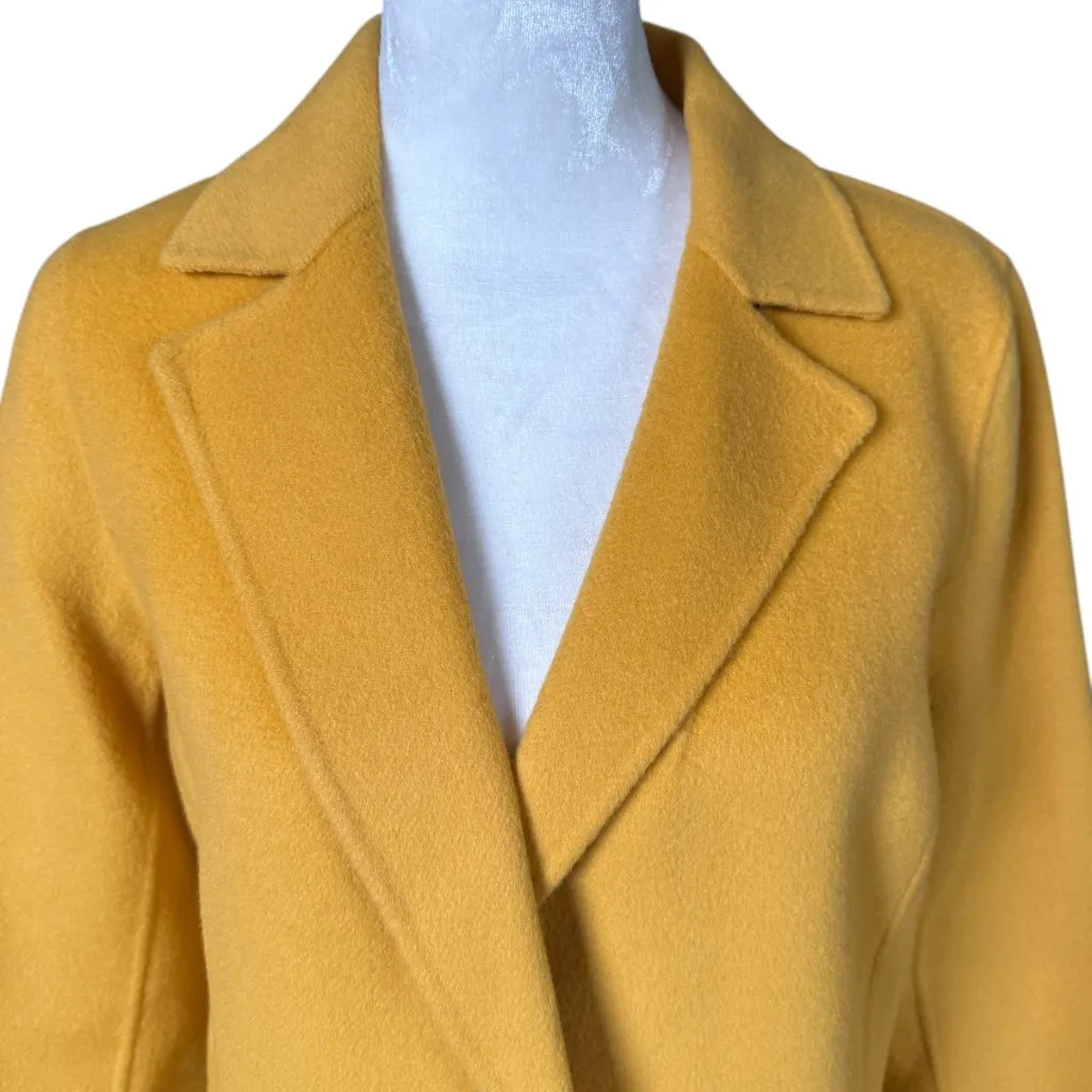 Talbots mustard yellow long sleeve collared button front mid length wool jacket - Image 5