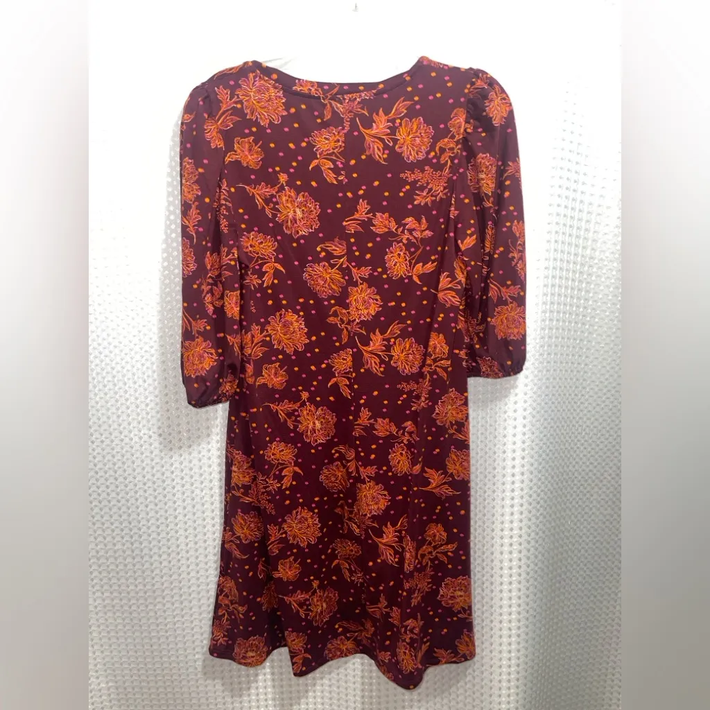 The Pioneer Woman Women’s Dress Small Burgundy Floral V - Image 4