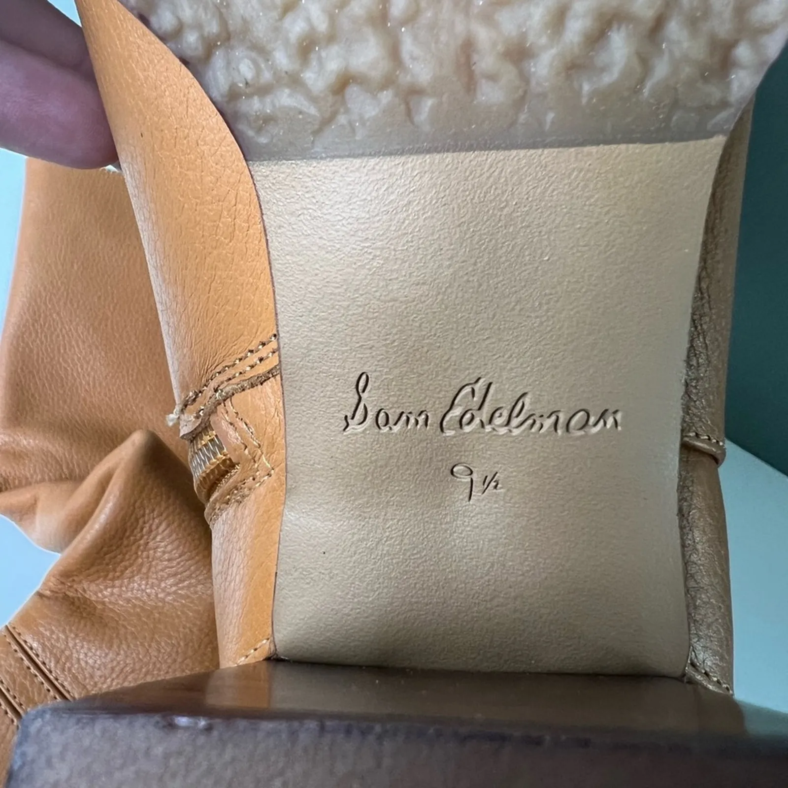 Sam Edelman Brown Almond Toe Elsy Zip Up Tall Block Heel Boot in Caramel 9.5 - Image 12