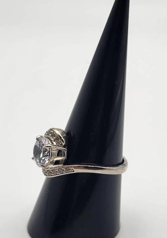 Fragrant Jewels April Birthstone Silver Tone CZ Bypass Ring (9) - Image 4