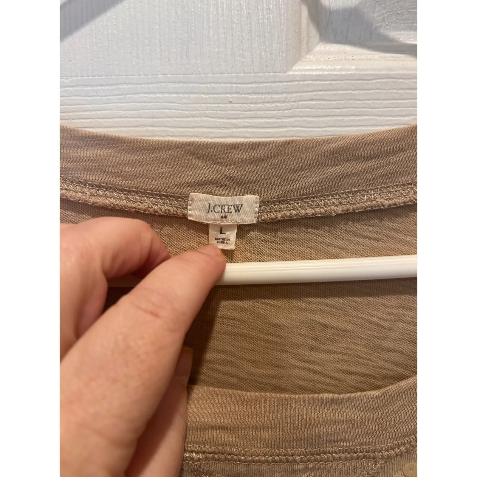 J. Crew Sequin Sweatshirt Tan Long Sleeve Crew Neck Pullover Women's Size L - Image 3