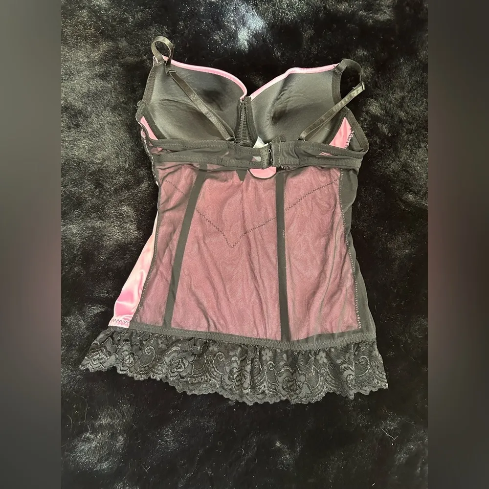 Felina Pink & Black Lace Bustier Corset - Small - Image 6