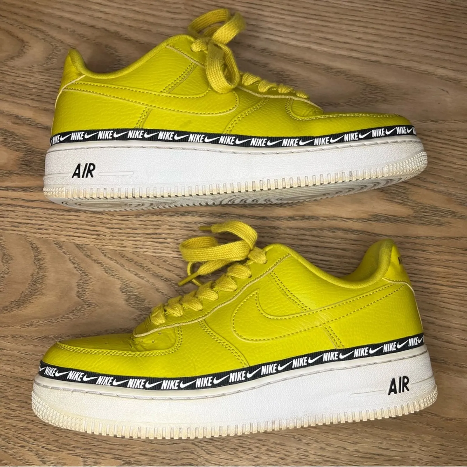 Nike Air Force 1 AF1 Low Women's 8.5 Platform Sneakers Overbranding Citron - Image 7