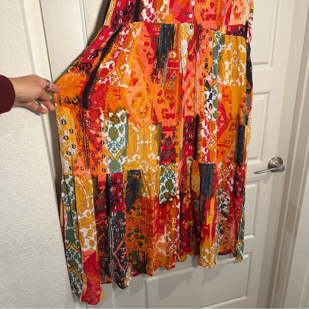 Coldwater Creek  Rosa‎ Red Patchwork Sleeveless Maxi Dress Size Medium Petite - Image 2