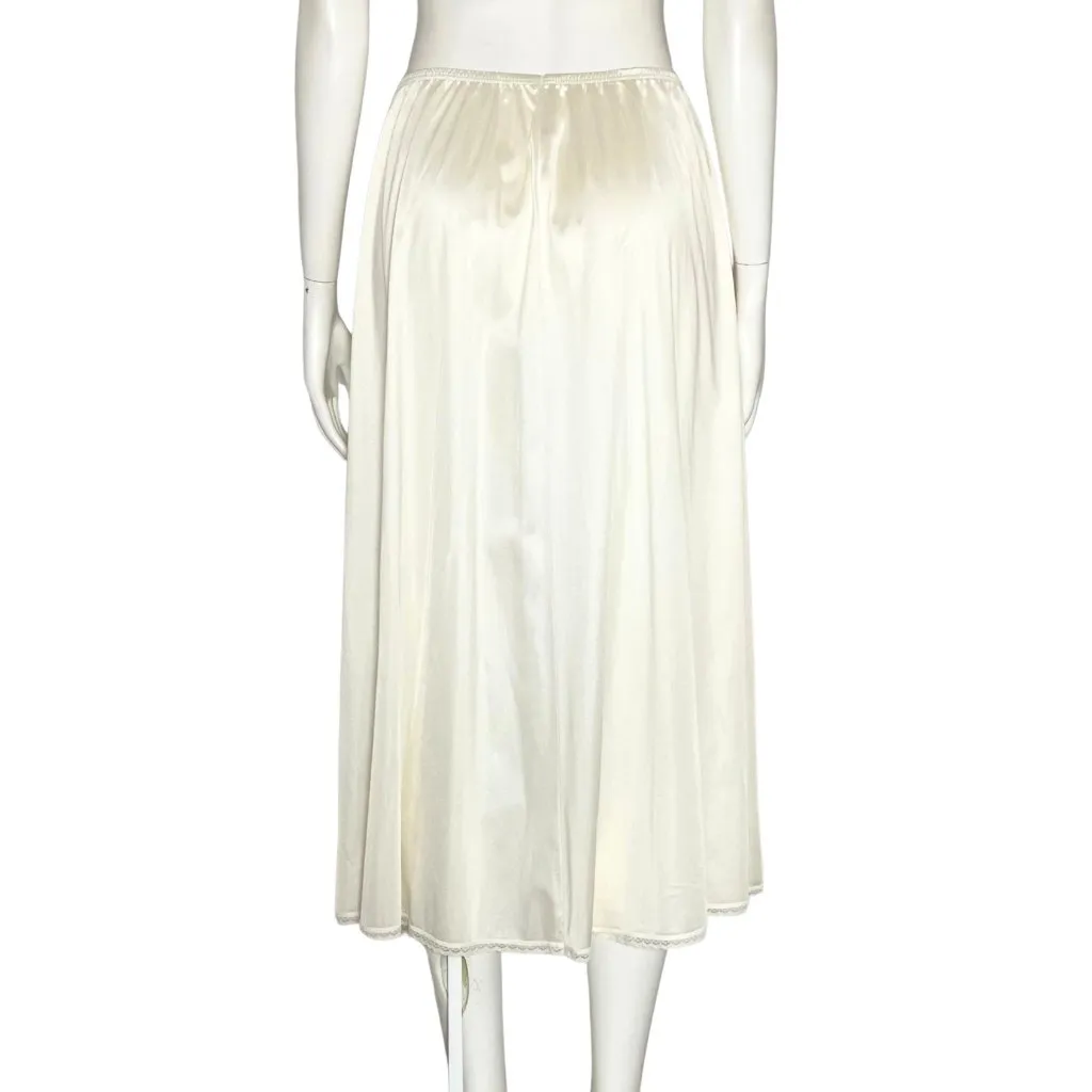 Vintage 70s Off White Cream Satin Midi Lingerie Slip Skirt. Medium M/L. Layering - Image 4