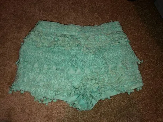 Flowy Mint Ruffled Shorts - Image 2