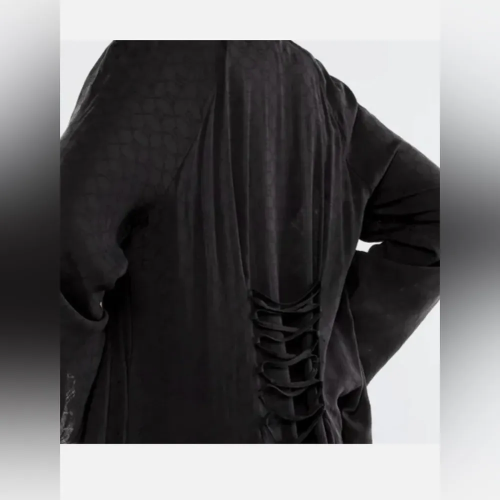Savage x Fenty Woven Voile Monogram Sleep Long Robe, size XS / Small Black - Image 5