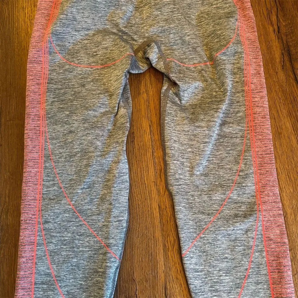 Gymshark Women's M Gray Leggings High-Rise Seamless Pink Detail - Image 7