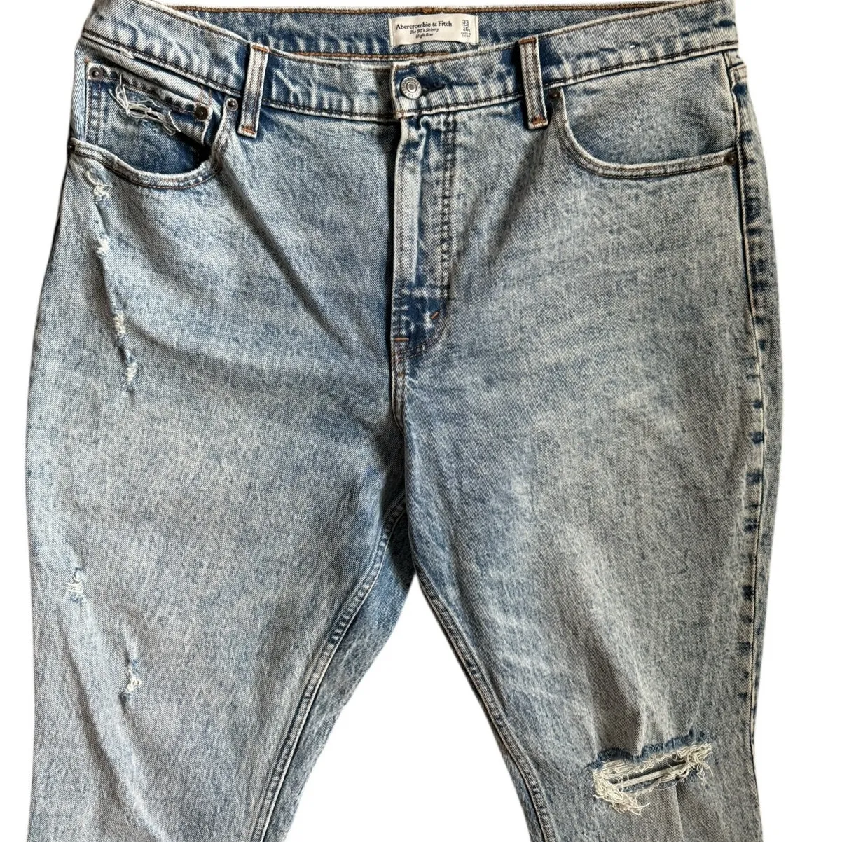 Abercrombie & Fitch The 90’s Skinny High-Rise Jeans Acid‎ Wash Size 16 Short - Image 6