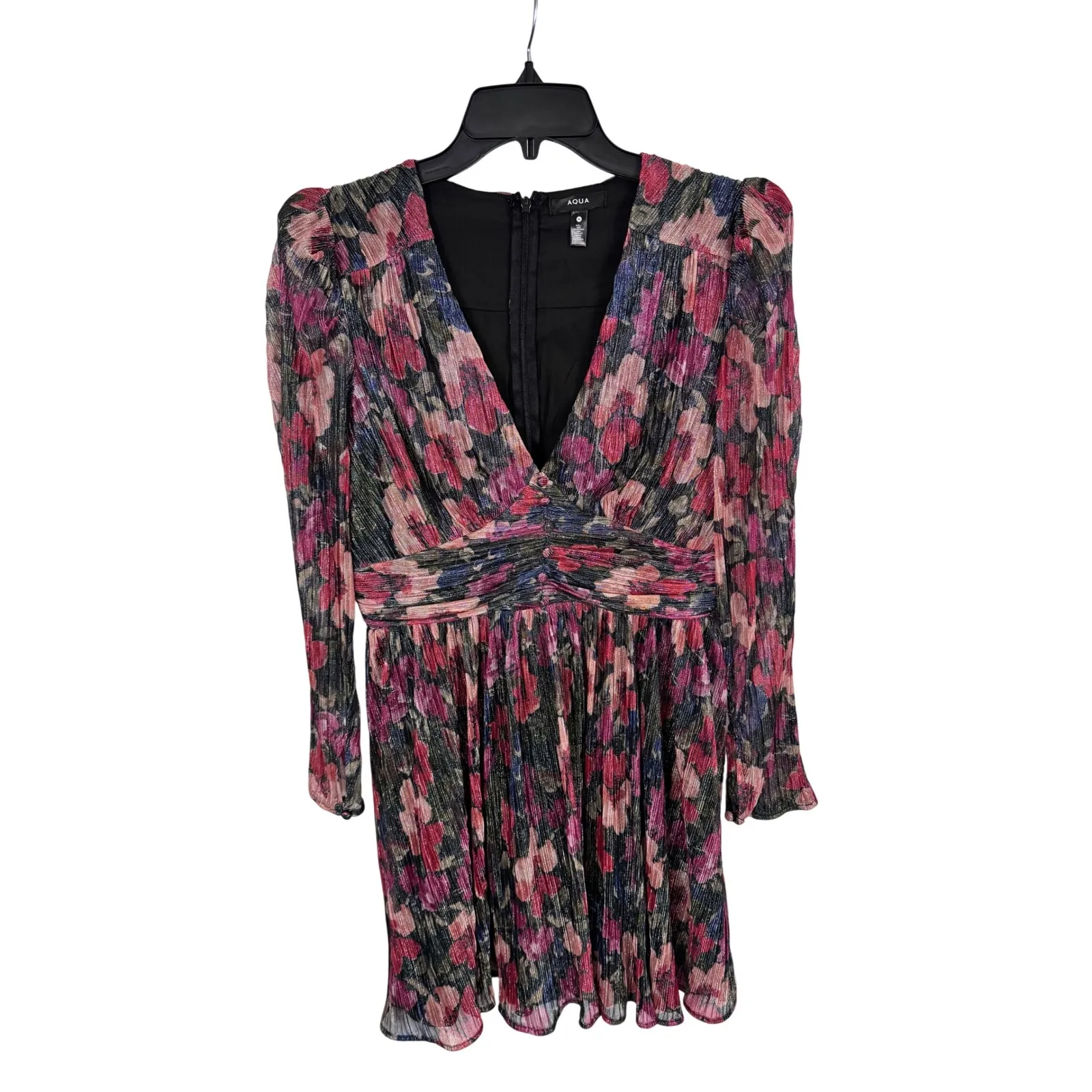 Aqua Floral Print Long Sleeve Mini Dress‎ Party Cocktail - Image 5