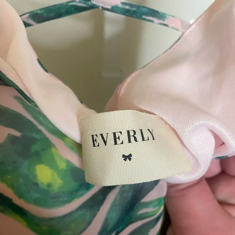 EVERLY Mini Dress women small floral shift slip cutout satin chiffon criss cross - Image 5