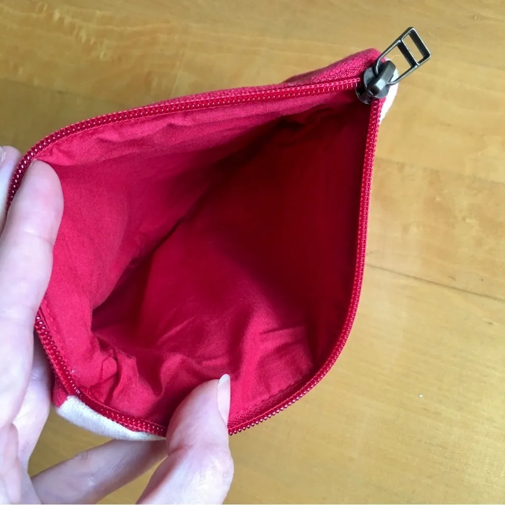 “Follow Your Heart” Cosmetic, Makeup, Travel Canvas Bag, Red, Ivory, Black Red - Image 3