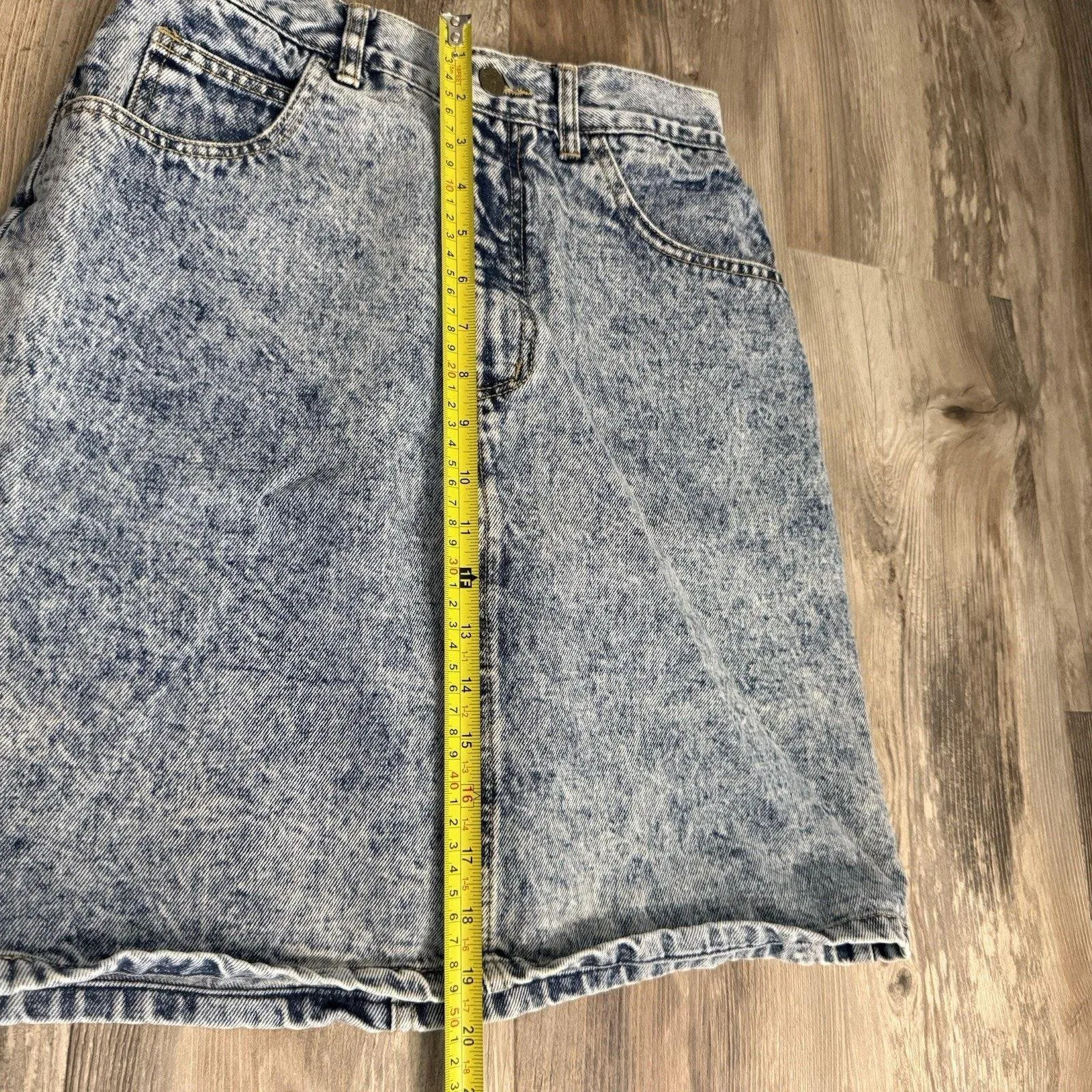 Vintage 80s Georges Marciano Guess High Waist Acid Wash Denim Skirt Sz 30 USA - Image 8