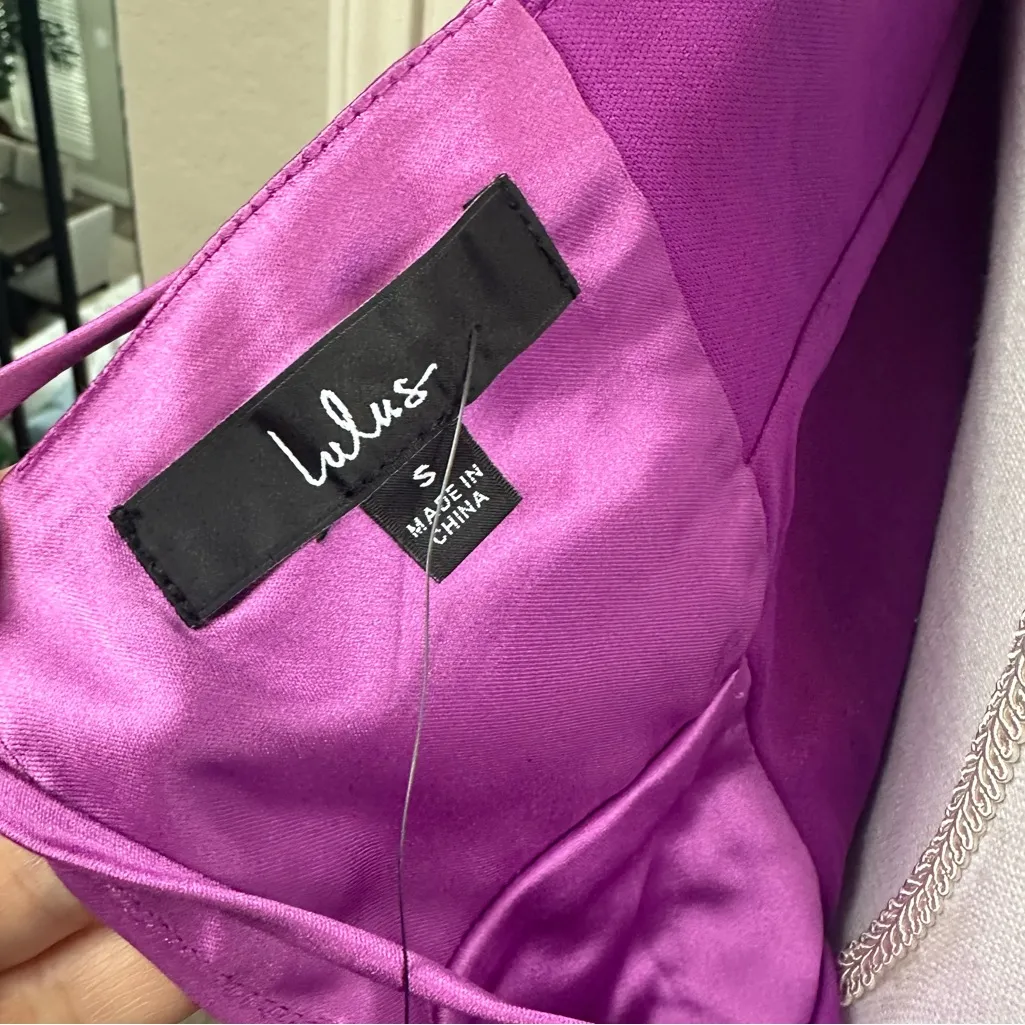 Lulus Women’s Chic Allure Purple Satin Lace-Up Mini Slip Dress Size Small NWT - Image 9