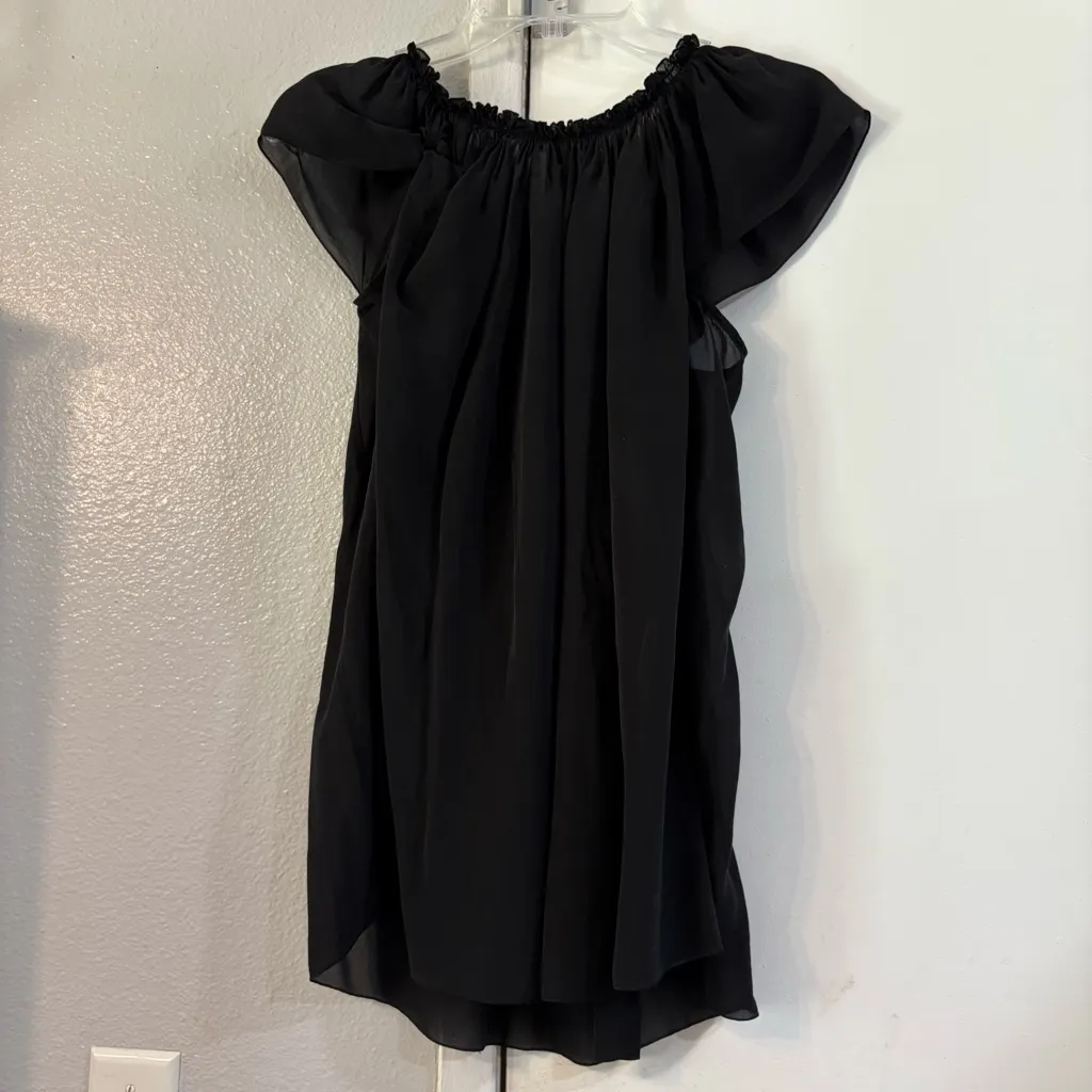 See By Chloe Back Sheer Top Blouse Ruffle Stretch Collar 6 Whimsigoth Silk - Image 2