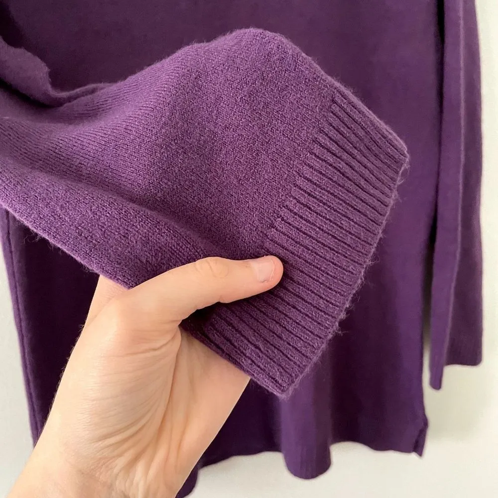 Karen Scott v-neck 3/4 sleeve sweater purple knit design winter top classic - Image 4