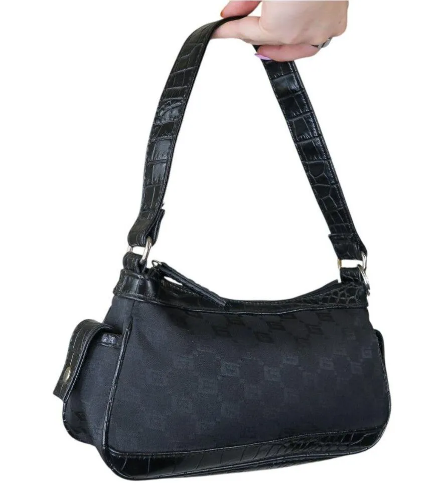 Vintage Y2K Black Canvas Shoulder Bag - Image 4