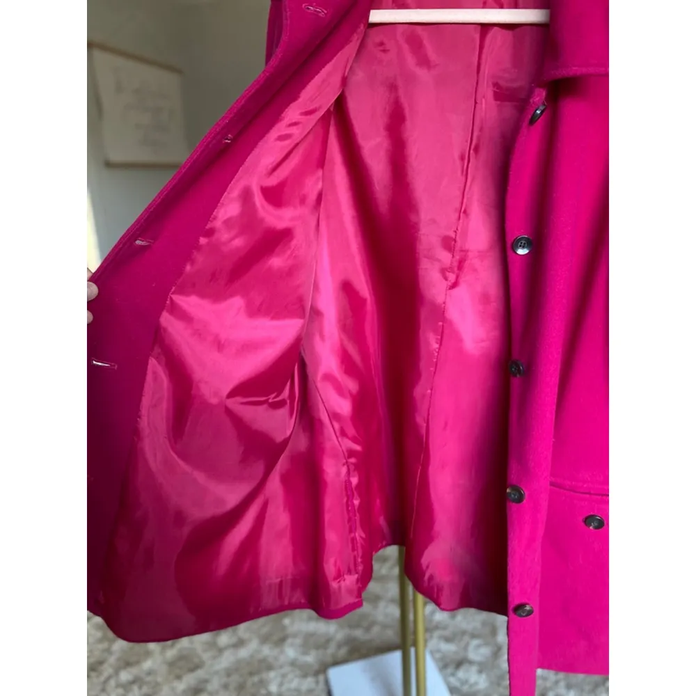 Harvé Benard Wool Cashmere Peacoat Fuchsia Winter Outerwear Classic Preppy Warm - Image 4