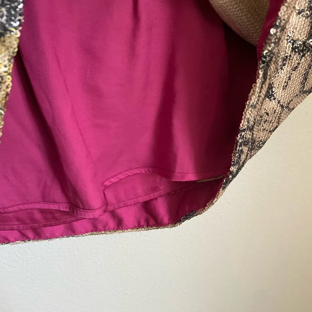 Anthropologie Sequin Floral Blouse 2 Glam Feminine Work Y2K Festival Formal Pink - Image 3