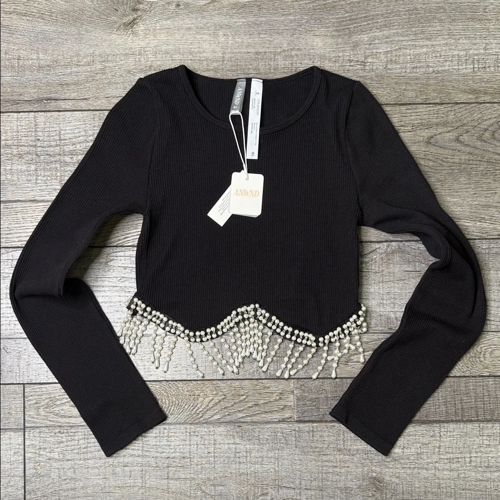 Black Beaded Women's Top - Image 2