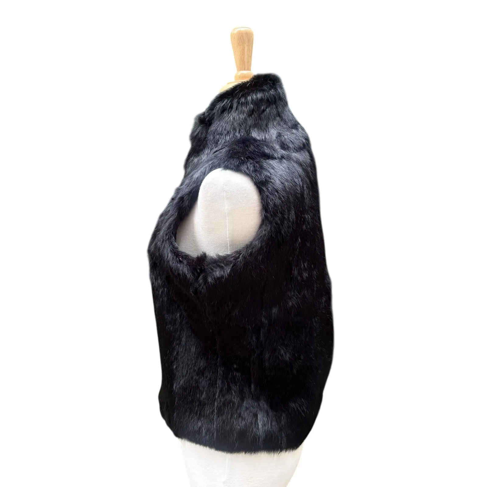 Karen Kane Natural Fur Vest Sz M Black Full Zip - Image 7