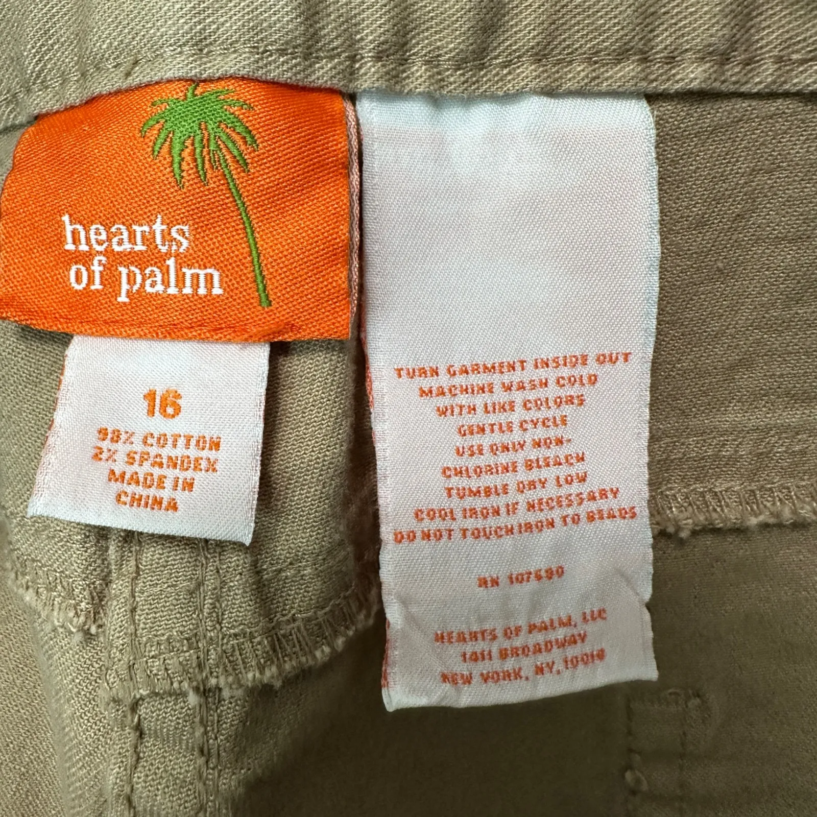 Hearts of Palm Embellished Pants Khaki Cotton Blend Casual Trousers Size‎ 16 Tan - Image 3