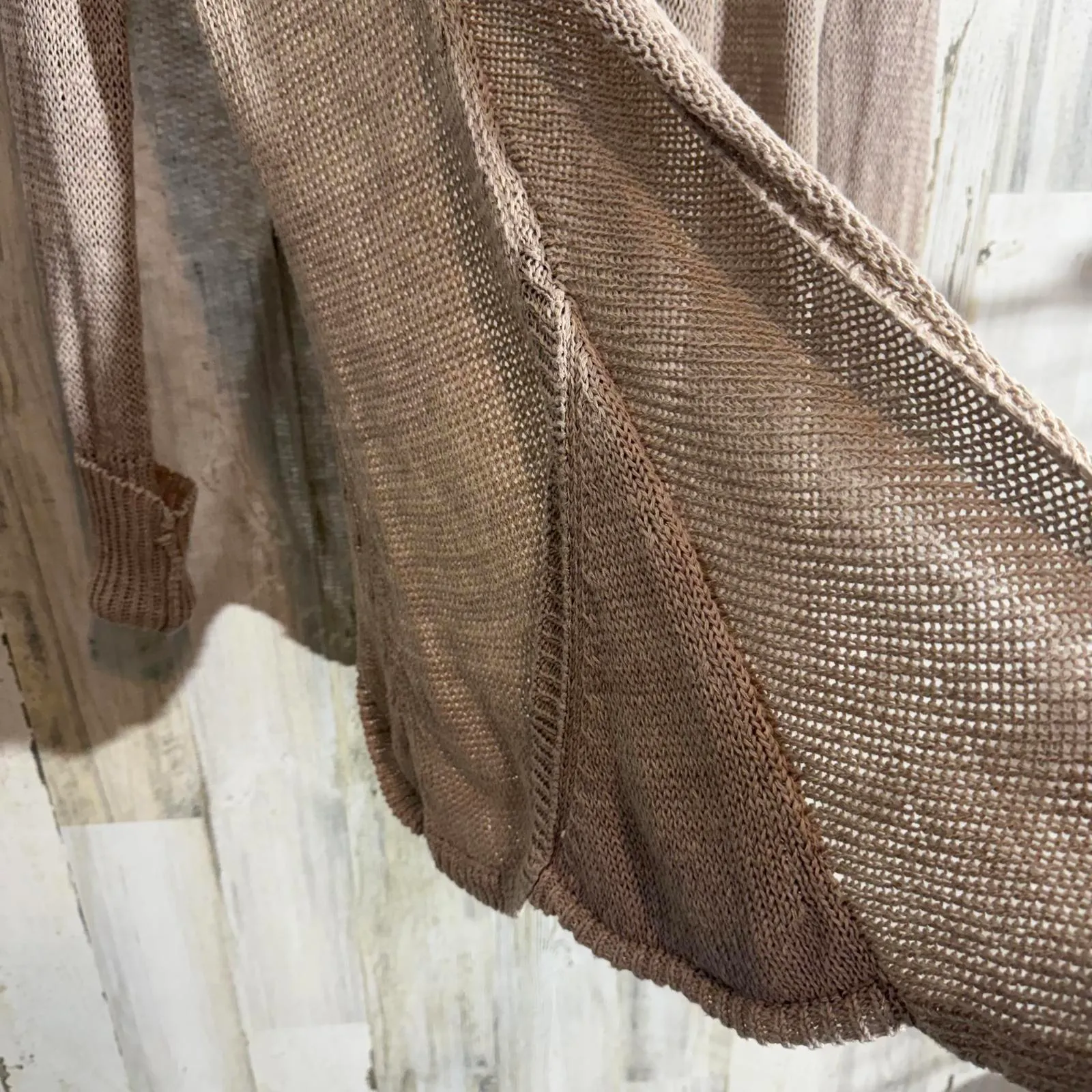 Anthropologie Linen Long Cardigan Angel Of The North Lightweight Beige Women XS - Image 8