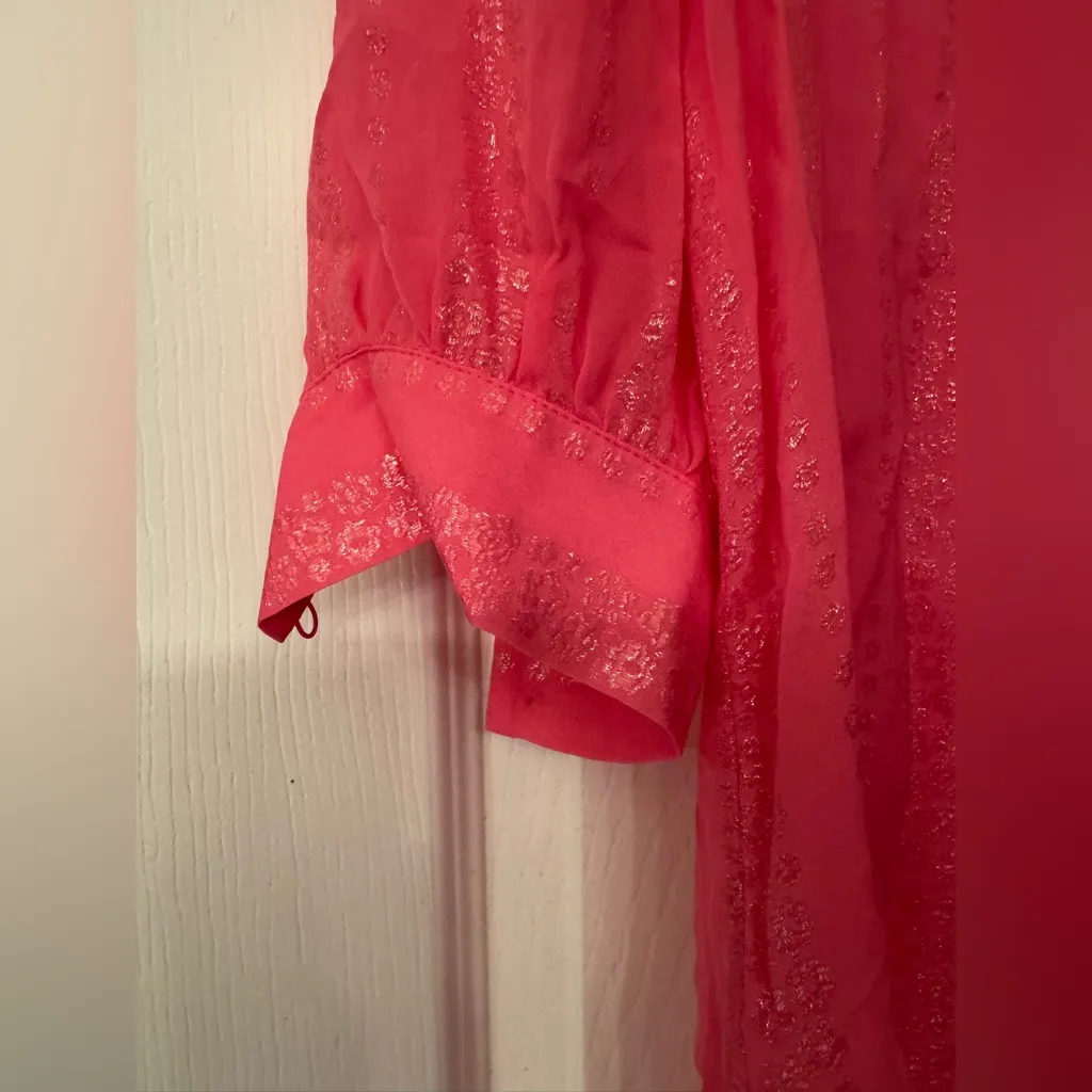 Trina Turk Puff 3/4 Sleeve Elegant Women’s Sparkle Pink Blouse Size Small - Image 7