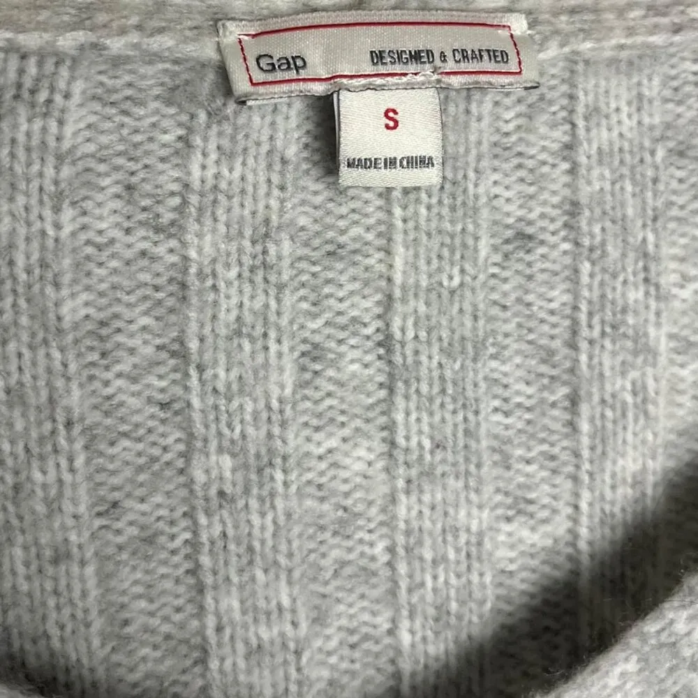 Gap Womens S Wool Blend Rib Knit Pullover Sweater Light Gray Marl Classic Simple - Image 3