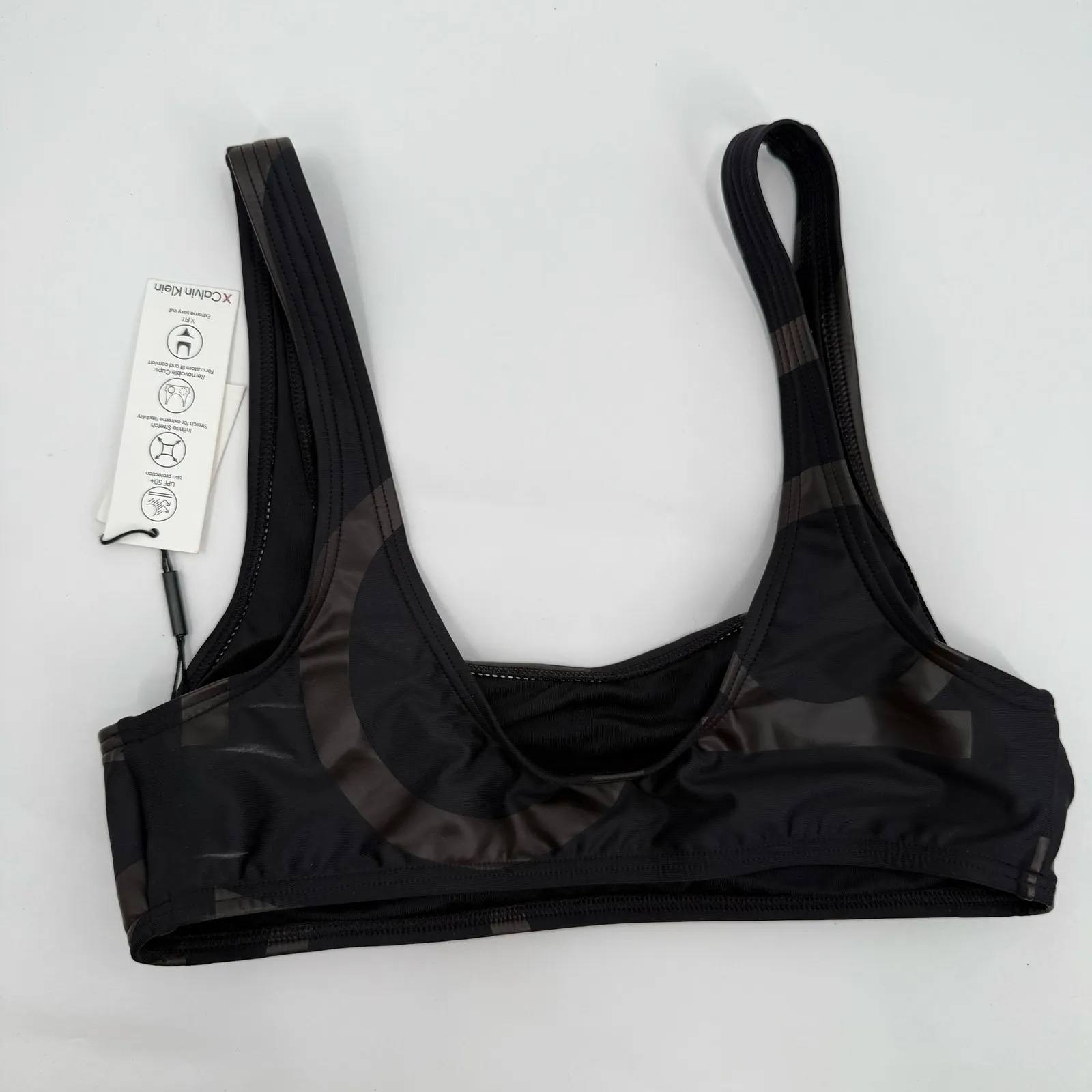 Calvin Klein Bikini Top SZ Medium NWT Sporty Logo Black Athleisure Swim Athletic - Image 3