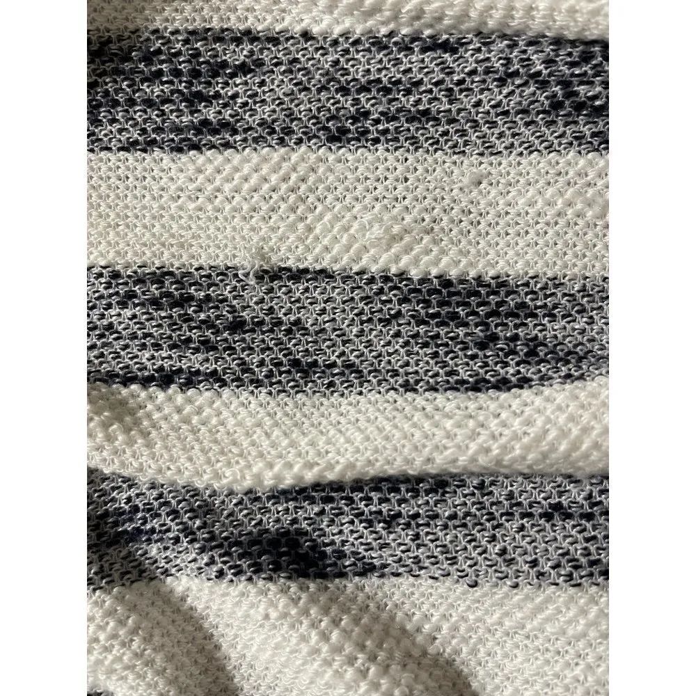 Sanctuary Asymmetric Zip Front Heather Grey White Stripe Cropped Jacket M - Image 9