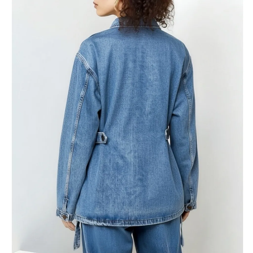 FAVORITE DAUGHTER Carly Cargo Denim Jacket, Highway, XL Blue - Image 6