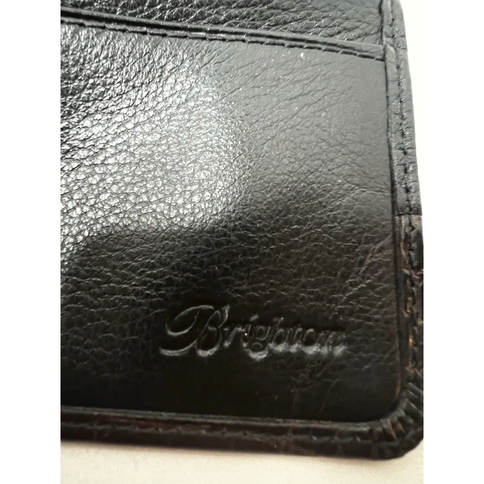 Brighton Vintage  Brown Checkbook Wallet Bifold Croc &‎ Pebble Leather - Image 7