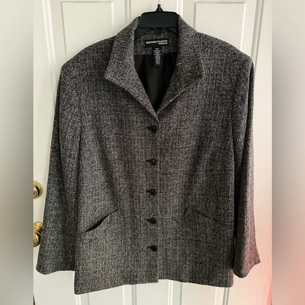 NORTON MCNAUGHTON Woman Blazer Gray Textured Jacket Lined. SIZE 18W NWOT - Image 3