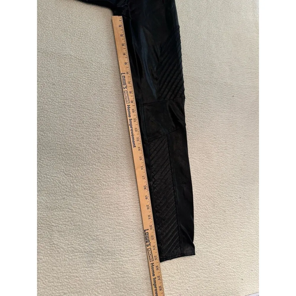 Spanx Faux Leather Moto Legging Women's Sz M Black 28" Inseam Pull On Stretch GG - Image 6